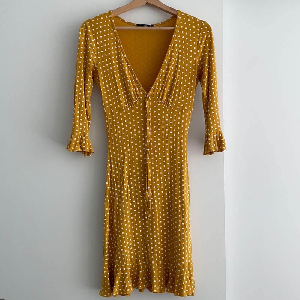 Yellow Polka Dot Mini Dress